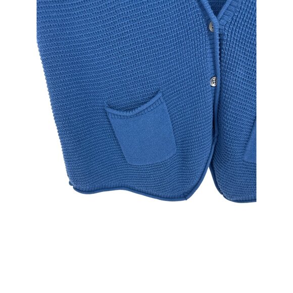 J. Jill Womens Blue Sleeveless Knit Cardigan Vest With Pockets Size L - Picture 2 of 8